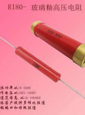 RI80大红袍金属膜无感高频玻璃釉高压电阻2W5W10W20W50W100W150WJ