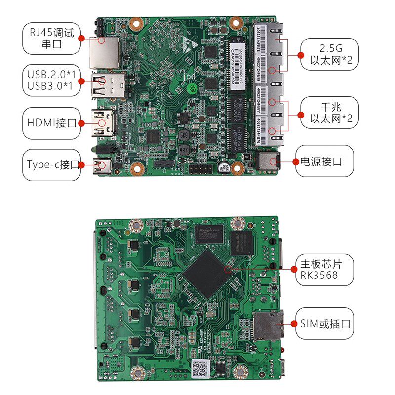 工控机嵌入式RK3568开发主板国产化工业级瑞芯微Linux安卓树莓派