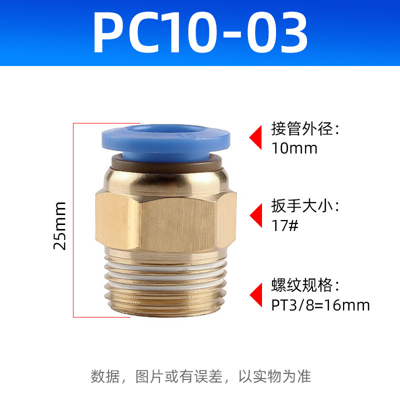 气动快速接头气管快插螺纹直通PC4PC6PC8PC10PC12-M5气缸工具元件