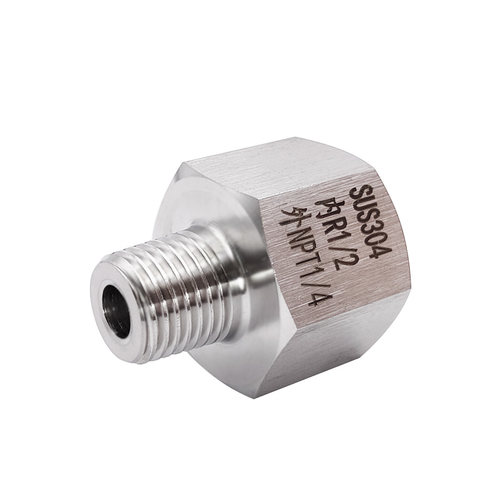 内Rc1/2-外NPT1/4不锈钢螺纹转换接头 内丝PT ZG1/2 转外丝NPT1/4