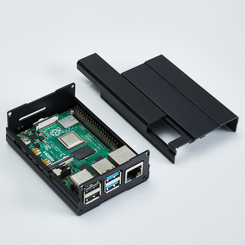 树莓派4B 铝合金外壳 金属盒子 微型开发板机箱 4代保护机壳