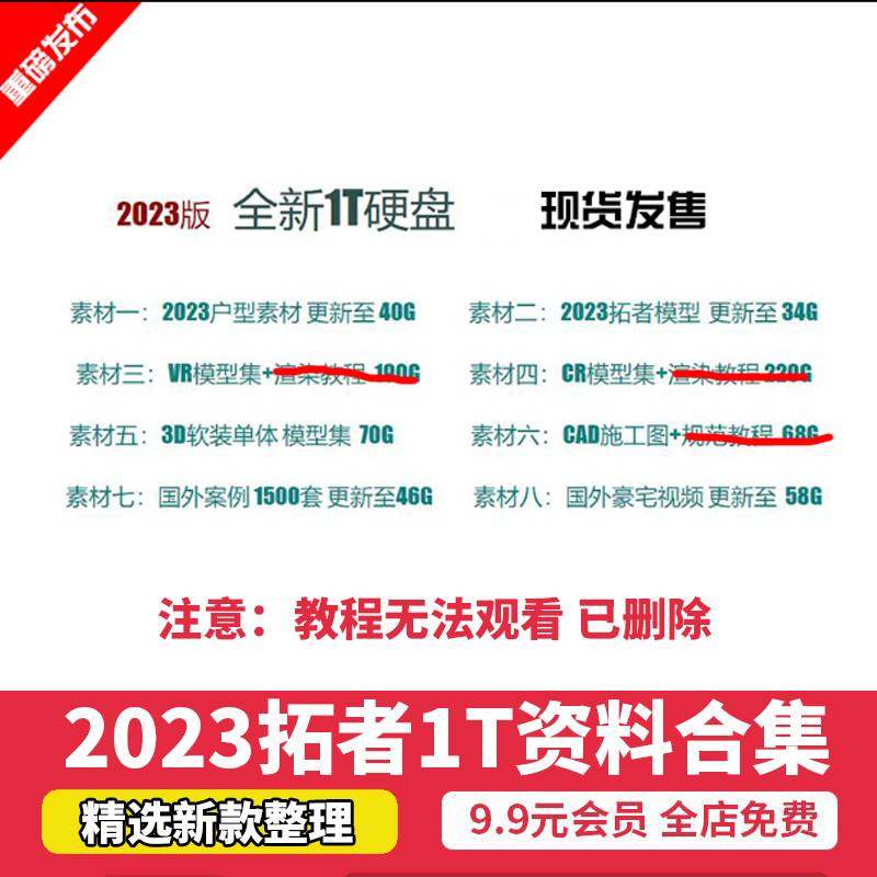 2023年拓者1T设计资料合集cr vr模型库3dmax户型优化高清案例