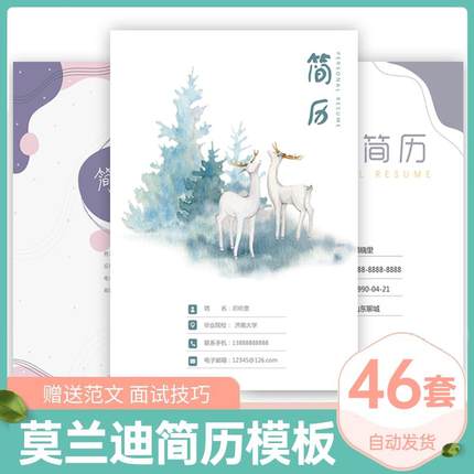 莫兰迪风高端个人简历模板应往届毕业生求职工作面试简历word模板