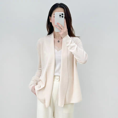 山羊绒女纯色百搭宽松显瘦毛衣外套新澳羊绒羊毛衫女士秋季新款落