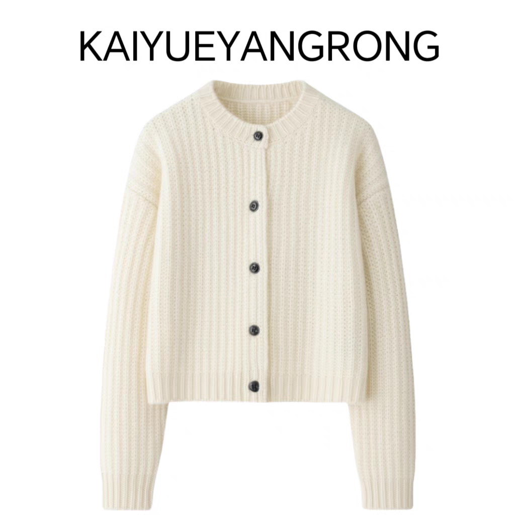 意大利奢柜康赛妮秋冬新款女圆领单排扣开衫100纯羊绒衫外套加厚