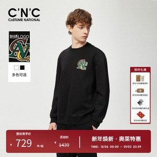 T恤宽松圆领刺绣点缀潮牌意大利经典 春秋长袖 轻奢 男士 CNC男装