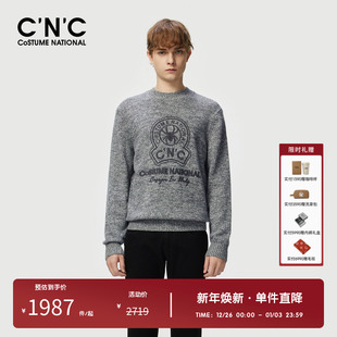 针织毛衫 品牌秋冬蜘蛛logo印花套头长袖 CNC男装 羊绒衫 绵羊毛