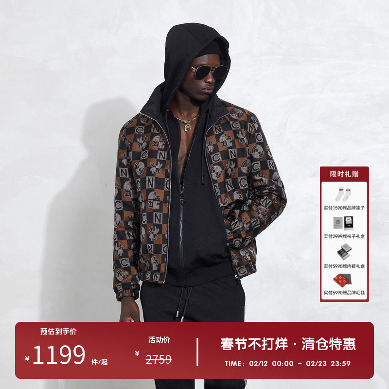 CNC品牌男装春秋新款夹克男轻奢潮流满印logo时尚休闲百搭外套男