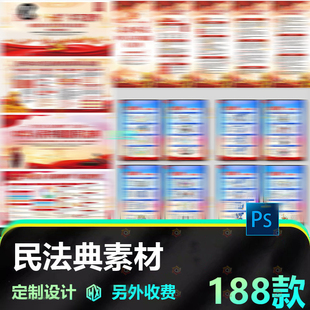 新民法典展板海报素材一图看懂解读宣传栏民法典挂画PSD素材模板
