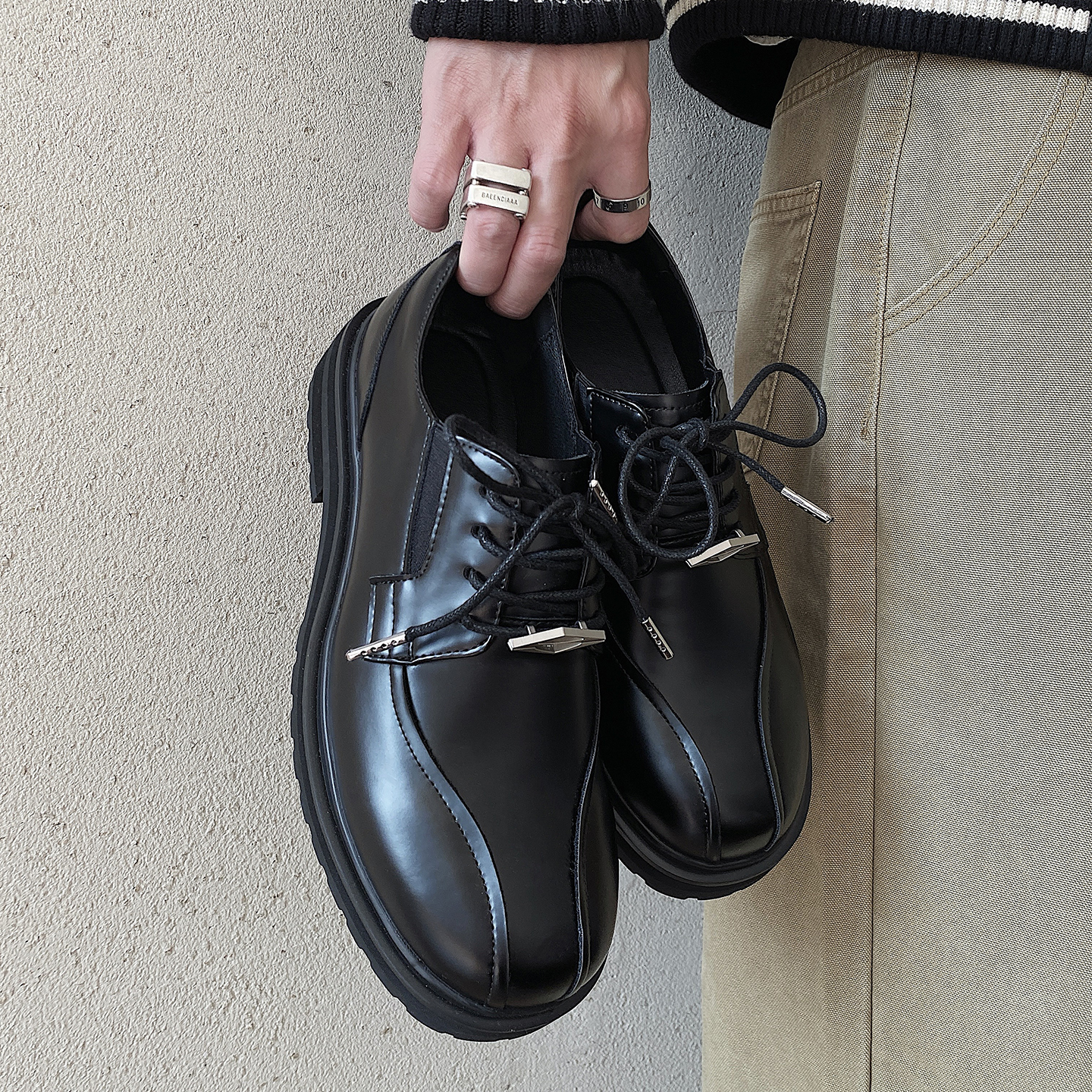 金属老钱男士正装皮鞋