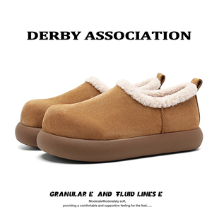 Derby Association包跟加绒勃肯鞋冬季毛毛鞋增高情侣大头雪地靴