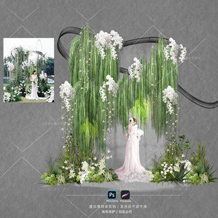 B003PS水竹叶水蜡叶蝴蝶兰小众婚礼手绘效果图Procreate花艺素材