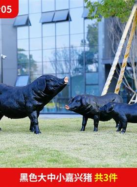 仿真猪模型雕塑农场玻璃钢动物小猪摆件户外草坪花园庭院景观装饰