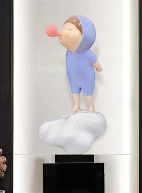 云朵兔耳泡泡女孩卡通摆件家居商场游乐场可爱公仔玻璃钢雕塑装饰