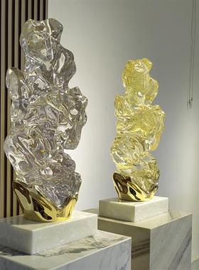 新中式白菜玄关招财摆件酒店大堂售楼处透明树脂雕塑公司装饰品