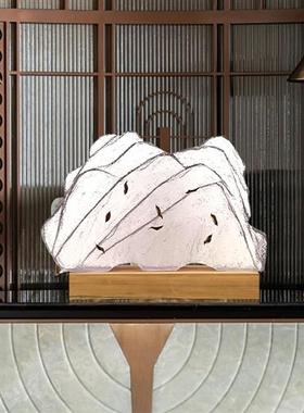 造景客厅摆件家居饰品玄关办公室装饰雪假山石头透明树脂雕塑艺术