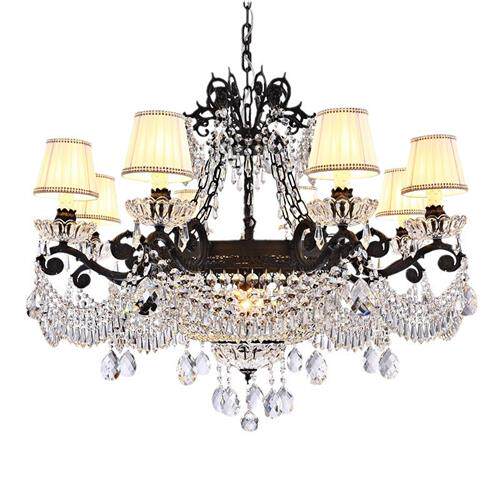 美式水晶灯欧式客厅灯简欧创意铁艺餐厅卧室吊灯奢华大气别墅灯具