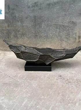 大型抽象玻璃钢船造型雕塑落地摆件售楼处营销会展中心艺术软装品