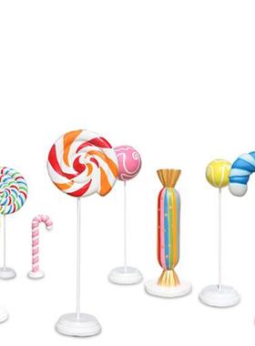 网红仿真糖果摆件玻璃钢棒棒糖雕塑道具户外景观园林景观落地小品