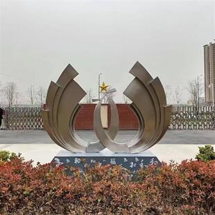 大型校园不锈钢镜面雕塑定制厂家水景广场镂空标志景观大摆件