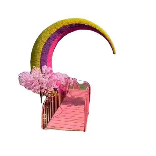 网红打卡景观道具月亮桥仿真绿雕月亮桥绿雕厂家