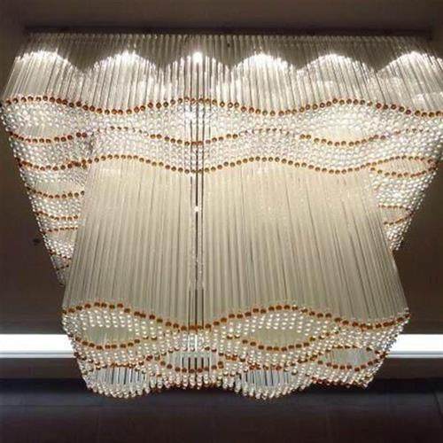 酒店大型长方形工程K水晶灯非标大厅会所灯KTV大堂别墅花朵灯具