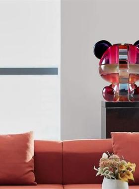 拼装色小熊雕塑透明树脂网红卡通摆件现代彩色水晶铂晶装饰品定制