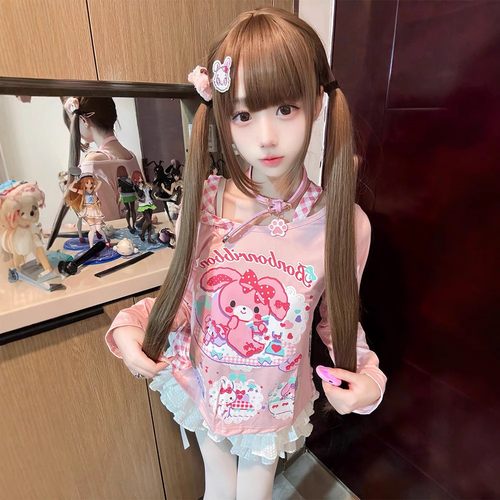 程铭假发Lolita85cm双马尾长直发