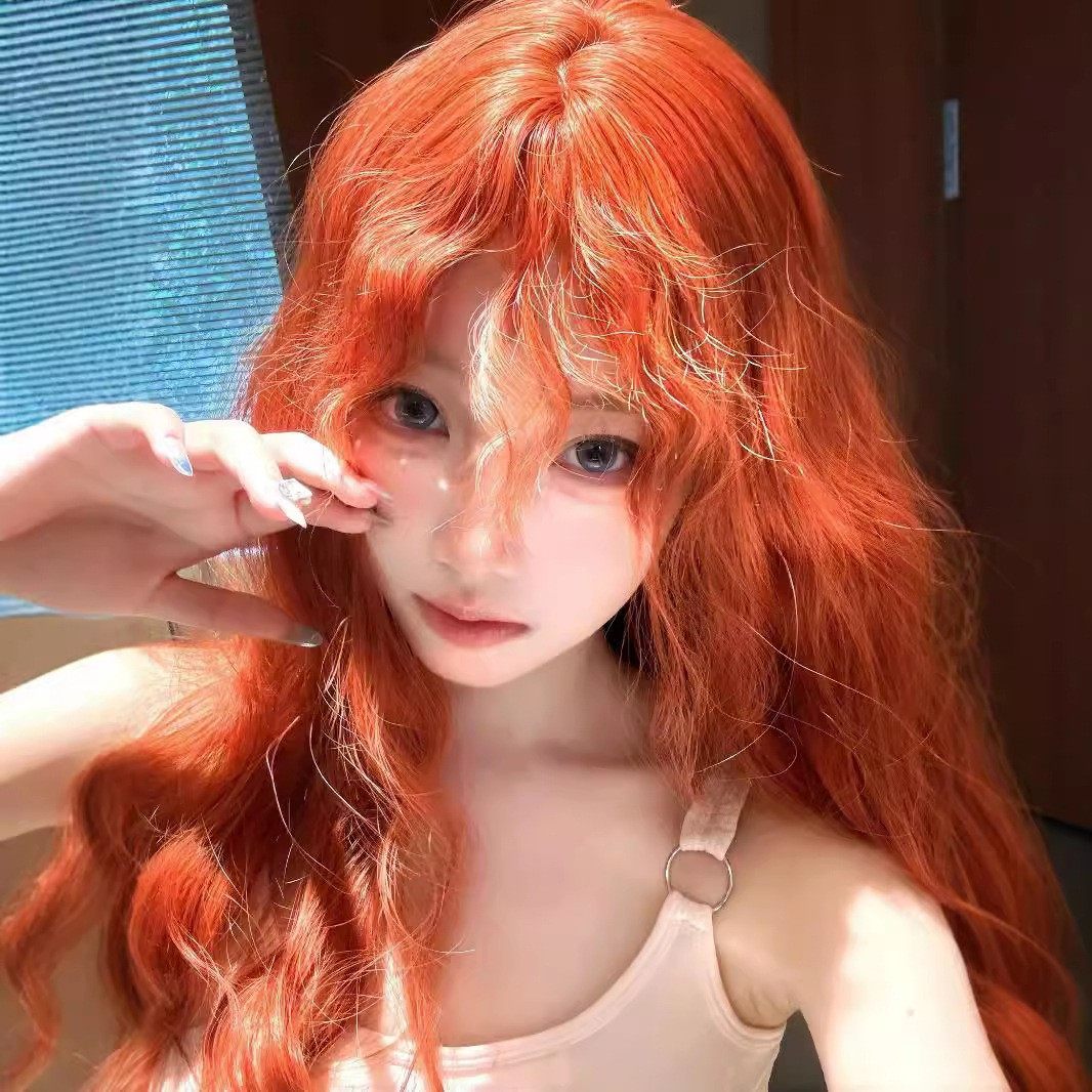 假发女长发脏橘色Lolita羊毛卷jk