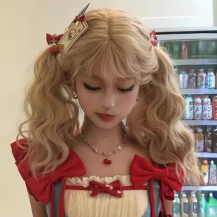 糯叽小咪假发女白金色羊毛卷刘海lolita洋娃娃氛围感全头套式
