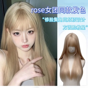 糯叽小咪假发女白金色圆脸自然蓬松学生甜美网红jk长直发全头套式