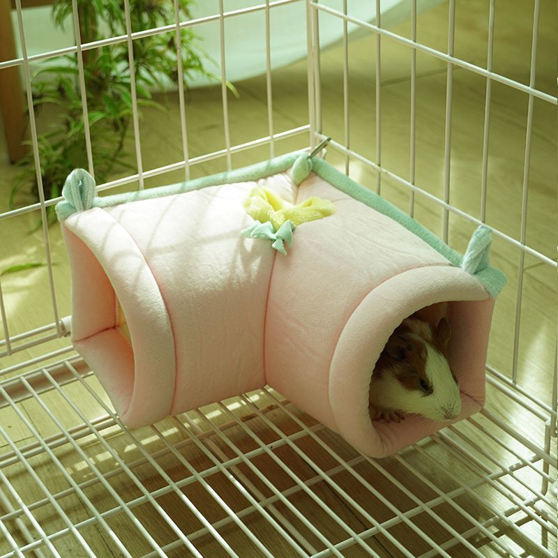 仓鼠冬窝保暖小宠隧道窝加厚可爱悬挂窝垫仓鼠蜜袋鼯豚鼠吊床角挂