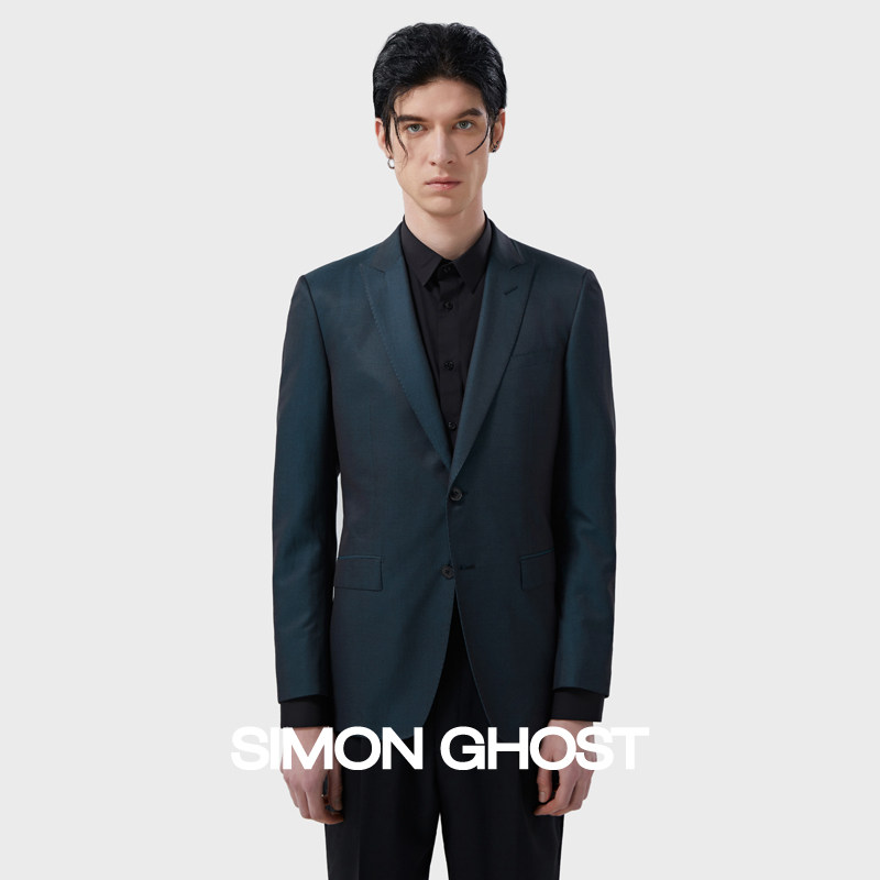 SIMON GHOST西装男意大利CERRUTI 1881面料商务墨绿色单西外套