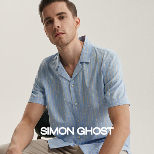 SIMONGHOST古巴领衬衫短袖