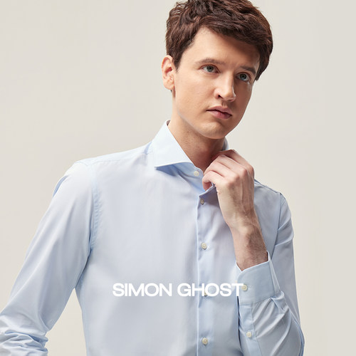 男士长袖浅蓝色衬衫SIMONGHOST