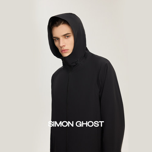 SIMON GHOST男士夹克外套春秋款连帽防风黑色休闲百搭上衣
