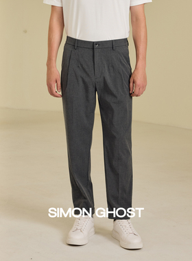SIMON GHOST新款男士秋季休闲长裤灰色商务裤子
