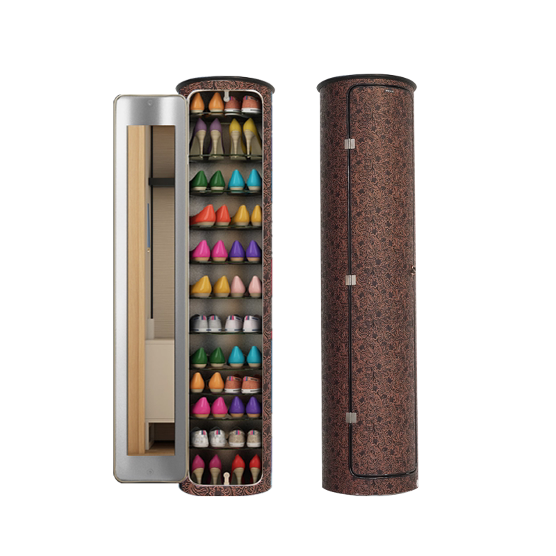 欧式皮质智能旋转鞋柜360度家用多功能鞋架圆形收纳鞋架大容量柜