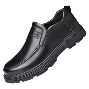 老人头皮鞋男真皮商务休闲男鞋加宽加肥大头皮鞋耐磨厚底爸爸鞋子