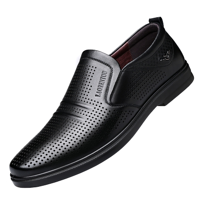 老人头真皮镂空皮鞋男