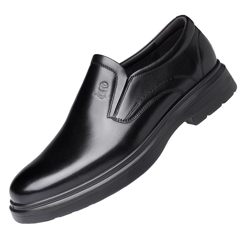 老人头皮鞋男真皮商务正装男鞋厚底加宽轻便软底一脚蹬中年爸爸鞋