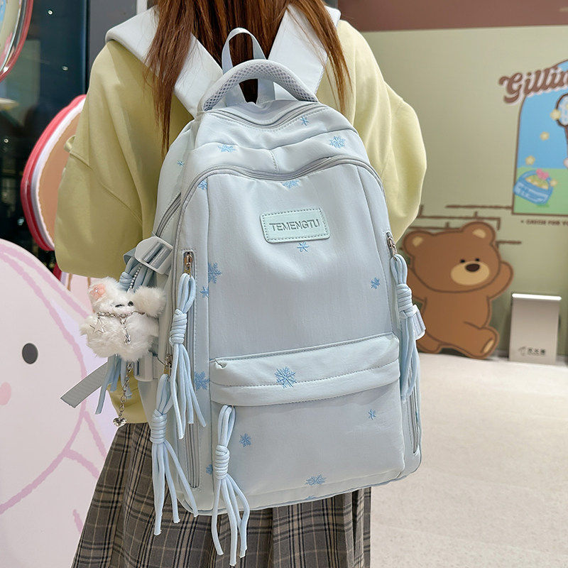 高颜值雪花书包女初中生韩版高中小学生减负背包休闲ins风双肩包