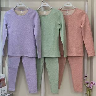 香蜜闺秀24405043圆领套装 女士加绒加厚打底保暖秋衣圆领套头