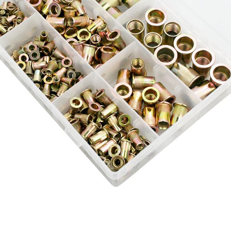 跨境230PCS盒装铆钉螺母镀彩锌M3M4M5M6M8M10M12组合沉头螺母