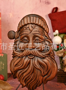 圣诞节木质工艺品装饰老人圣诞新款摆件家居跨境装饰品木雕挂件