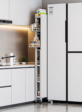 15/20公分厨房超窄夹缝置物架多层冰箱侧面靠墙可抽拉储物收纳柜