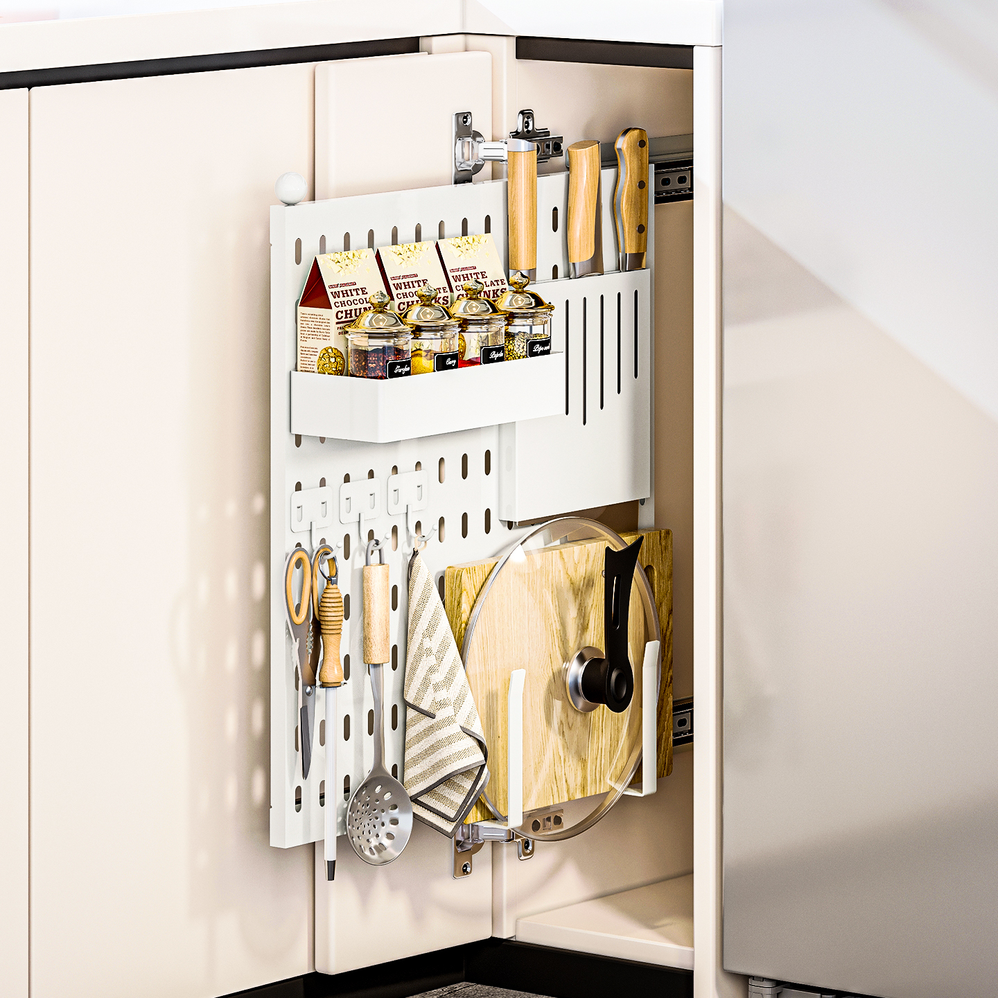 厨房橱柜内洞洞板置物架