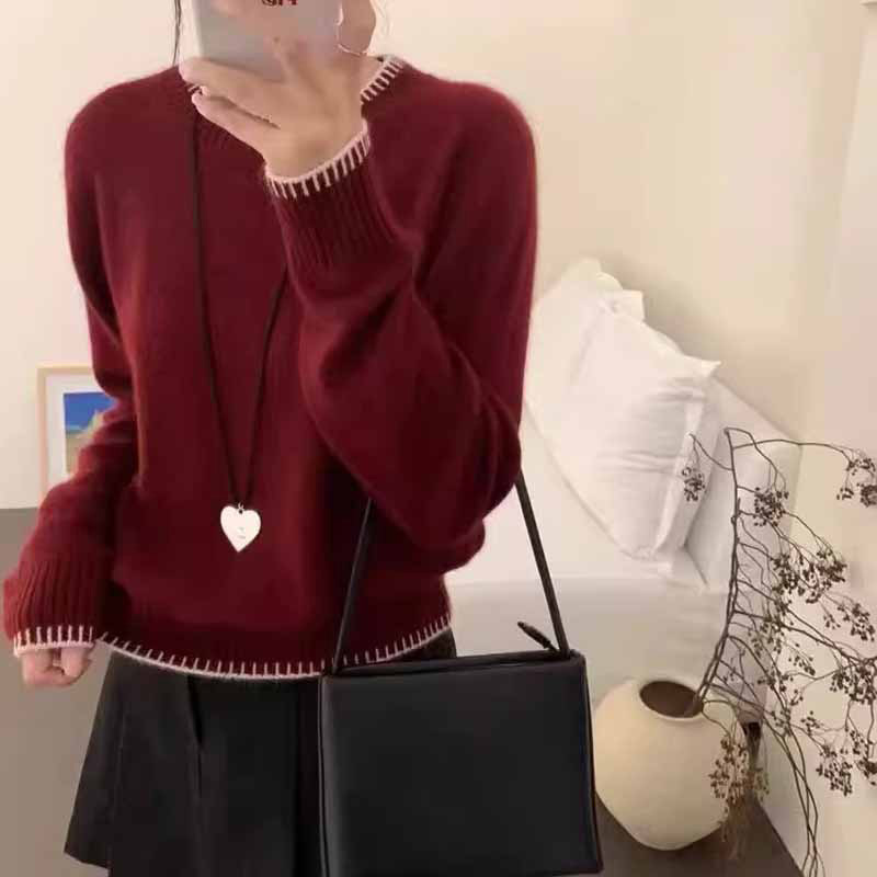 山羊绒圆领毛衣女上衣百搭打底衫