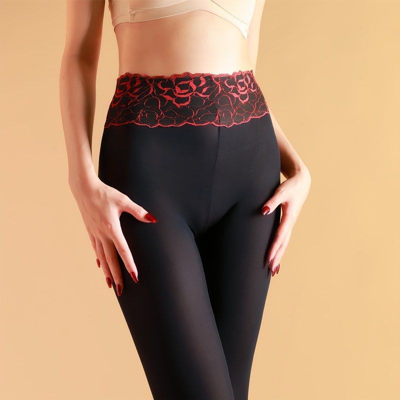 蕾丝高腰大码秋冬100D天鹅绒丝袜