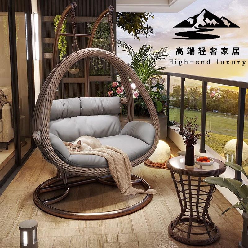 日本吊篮摇椅家用室内阳台鸟巢秋千双人摇篮藤椅吊椅懒人休闲椅